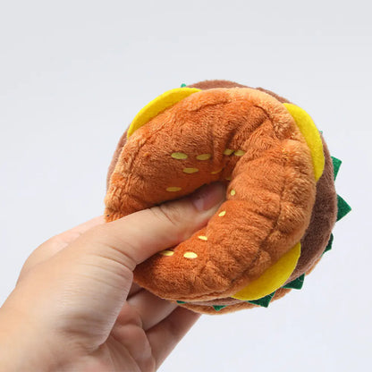 Squeaky Hamburger Dog Toy - Durable and Plush