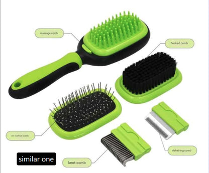 Pet Grooming Brush Set for Cleaning and De-Shedding
