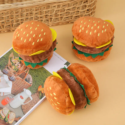 Squeaky Hamburger Dog Toy - Durable and Plush