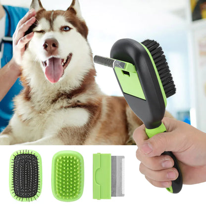 Pet Grooming Brush Set for Cleaning and De-Shedding